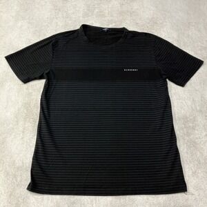 Burberry London T-Shirt Striped Logo Crew Neck Short Sleeve Black SLIM Mens XL